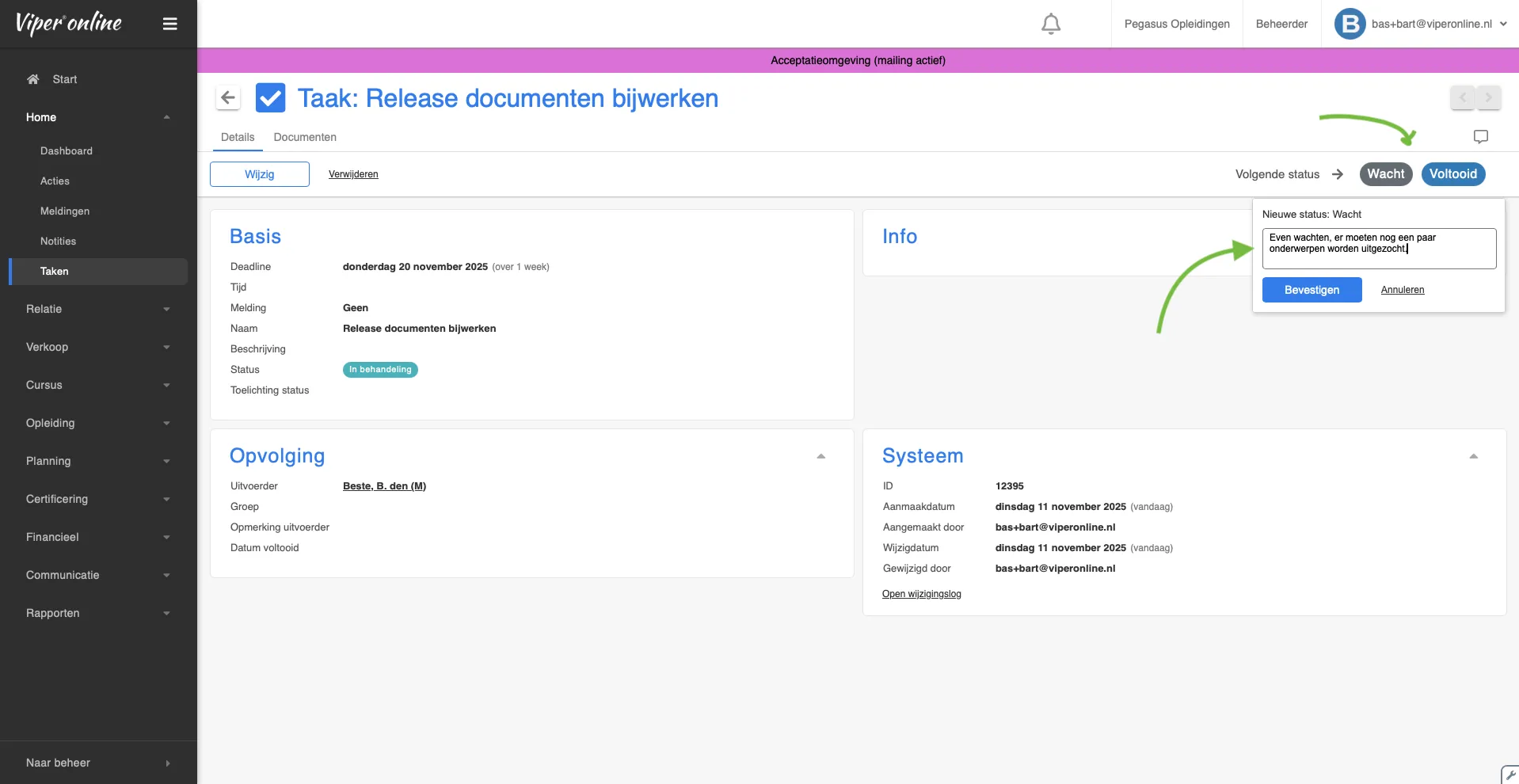Toelichting bij status 1
