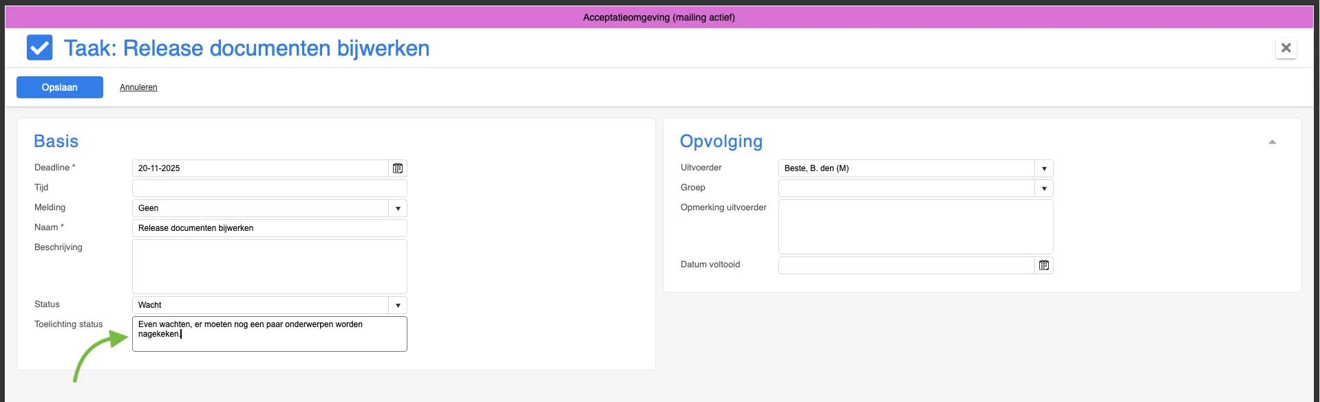 Toelichting bij status 2