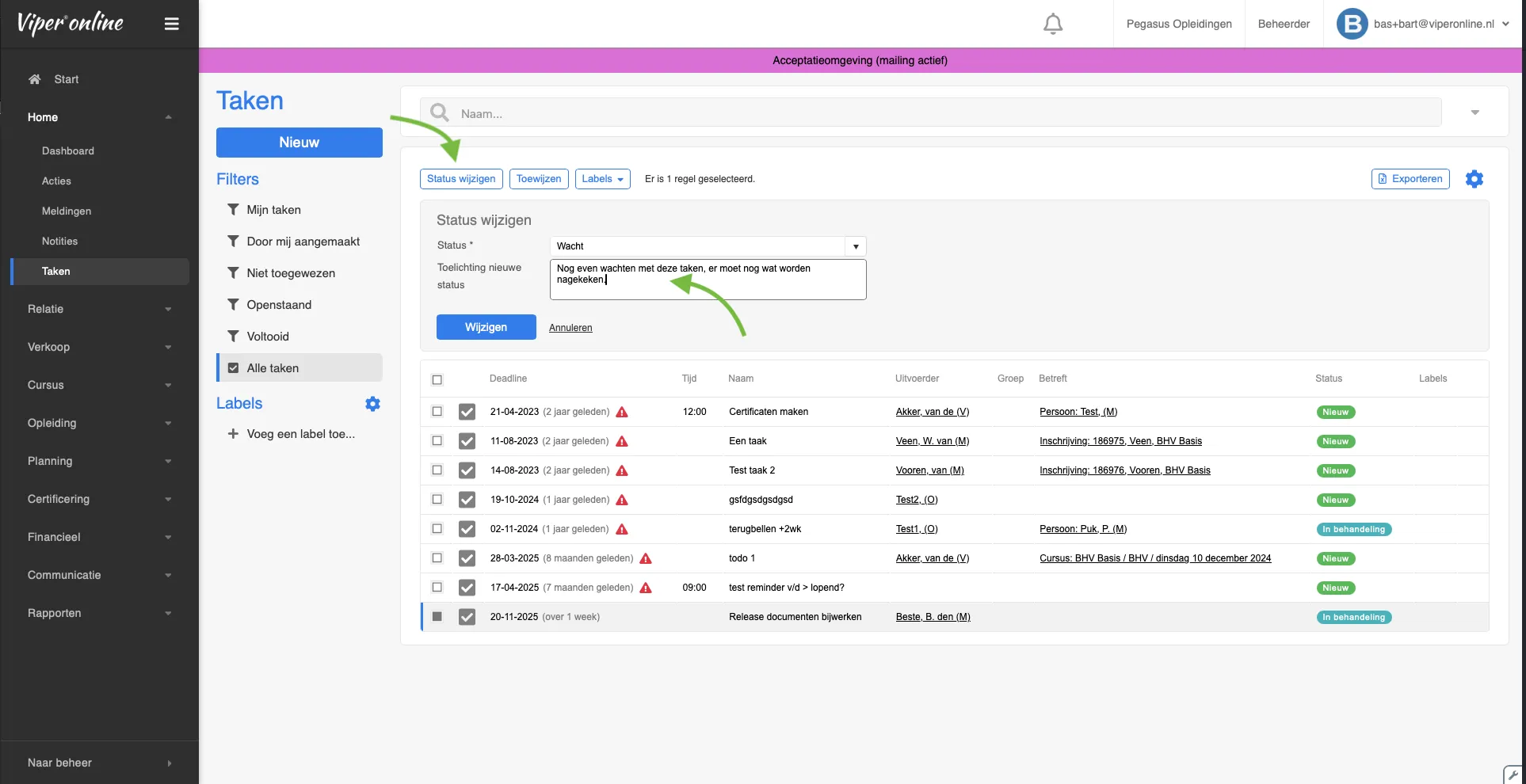Toelichting bij status 3