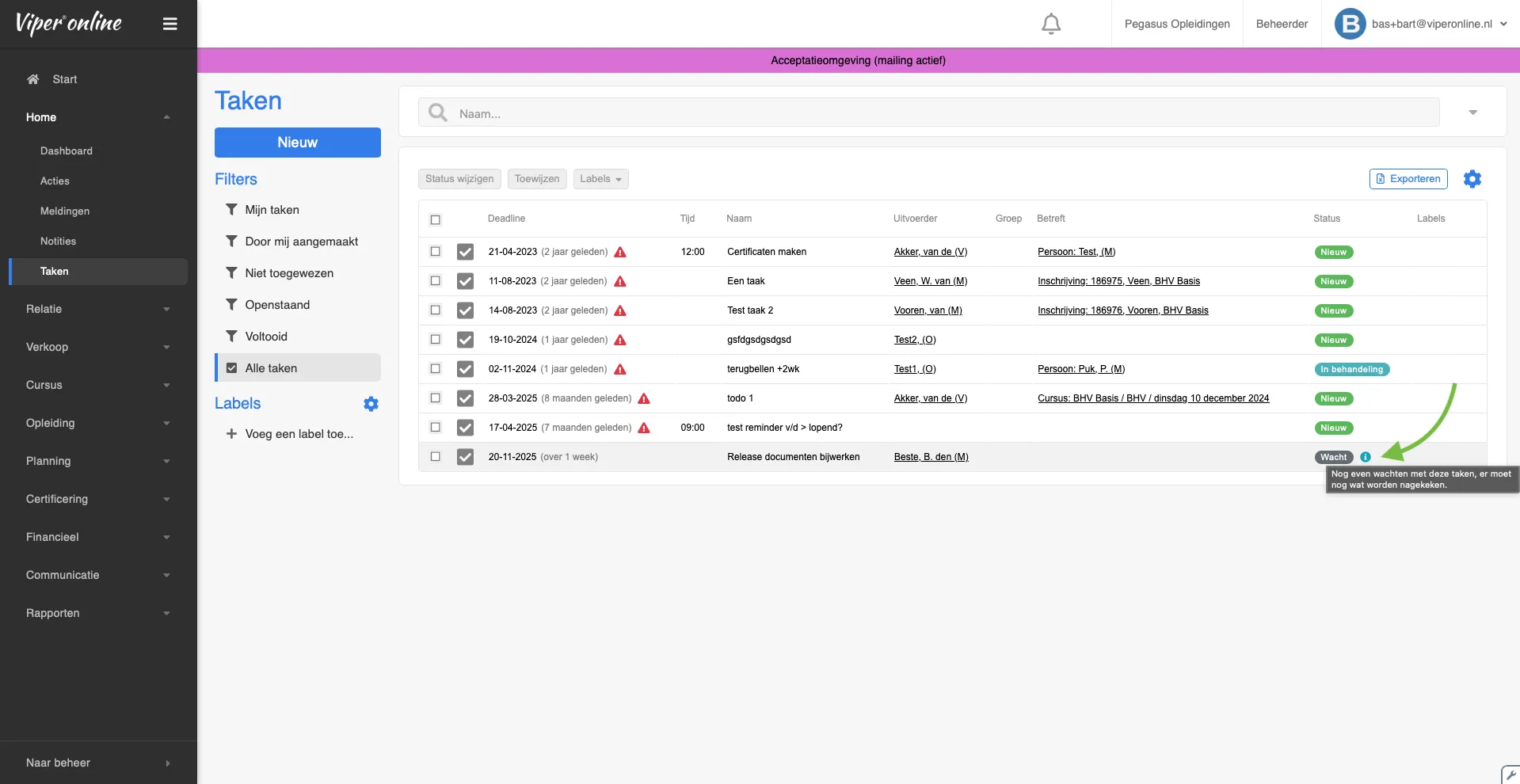 Toelichting bij status 5